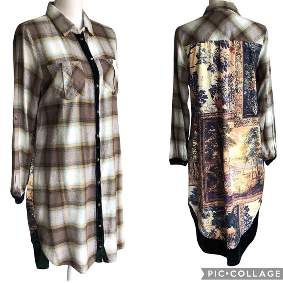 Soft Surroundings Saxon Plaid Tunic Shirt Dress Medium - Picture 1 of 16